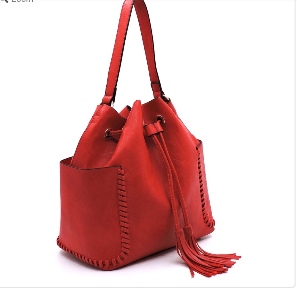 Red 3pc. Drawstring handbag set - Picture 5 of 5